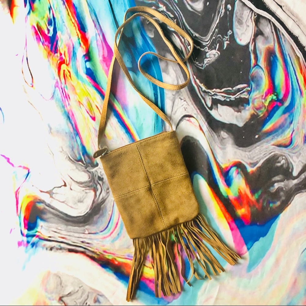 Vintage Vegan “BuckSkin” Leather Boho Fringe Purse